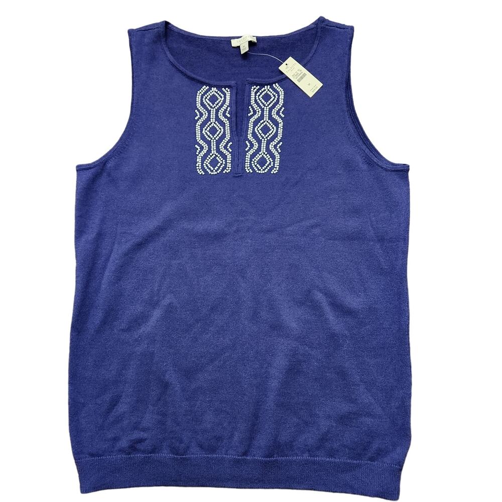 NWT Talbots Embellished Knit Sleeveless Blouse Size Medium